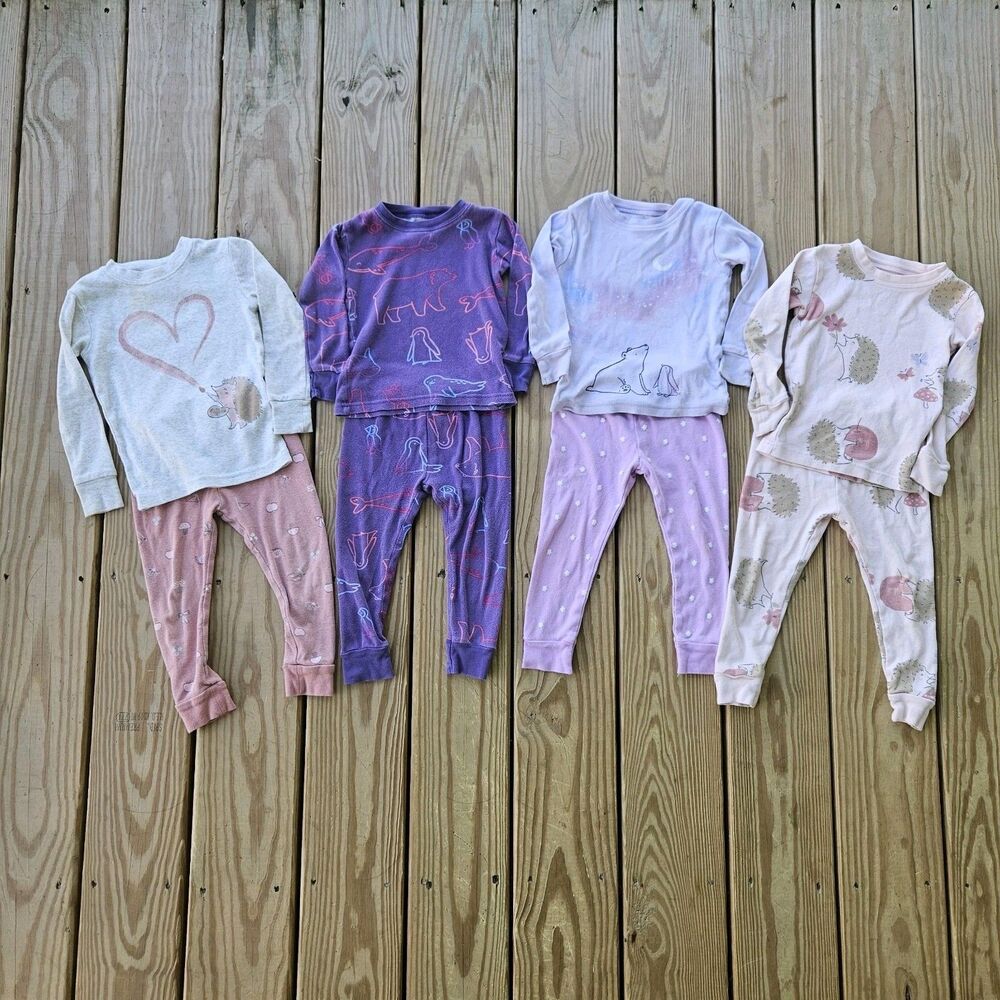 Carter’s Baby Girls 12M 2pc Cotton Knit Pajama Set Long Sleeve Animal Print